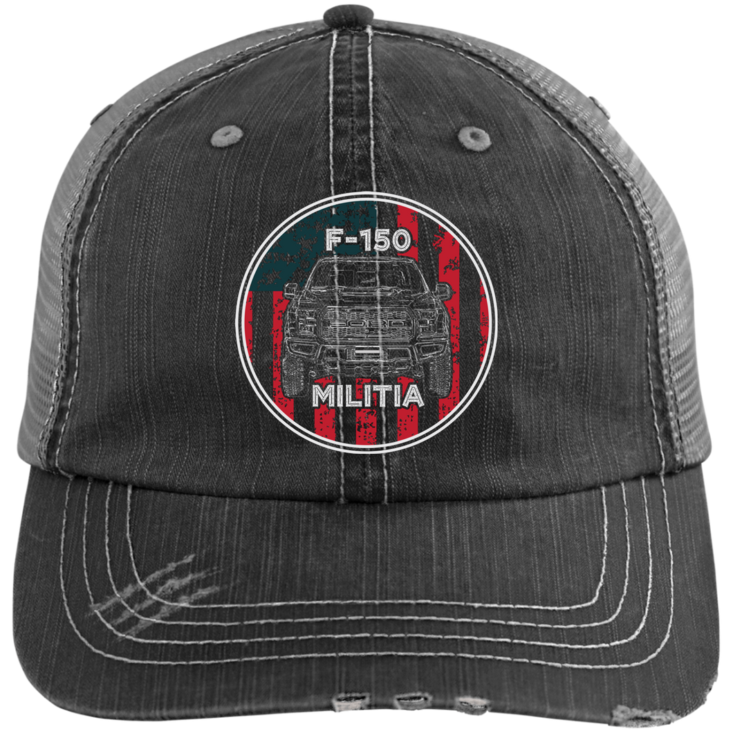 F150Militia USA Distressed Trucker Cap